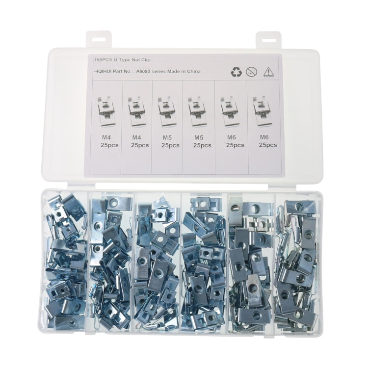 A6093 150 PCS Car M4/M5/M6 Fastener Clips Base U-shaped Clip Nut - Nuts & Bolts by PMC Jewellery | Online Shopping South Africa | PMC Jewellery