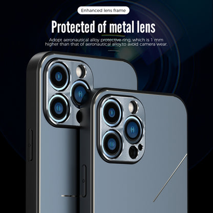 For iPhone 12 Pro R-JUST RJ-52 3-Line Style Metal TPU Shockproof Protective Case(Blue) - iPhone 12 / 12 Pro Cases by R-JUST | Online Shopping South Africa | PMC Jewellery
