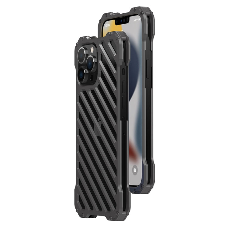 For iPhone 13 Pro R-JUST RJ-50 Hollow Breathable Armor Metal Shockproof Protective Case(Silver Grey) - iPhone 13 Pro Cases by R-JUST | Online Shopping South Africa | PMC Jewellery