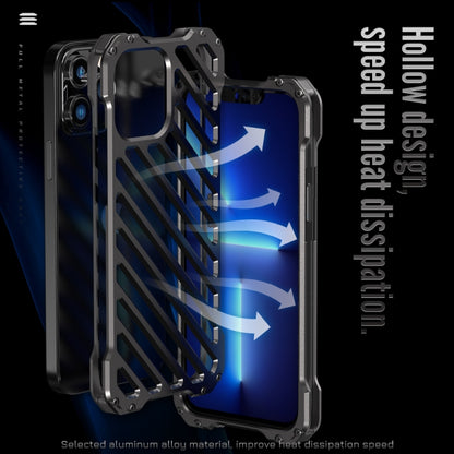 For iPhone 13 Pro R-JUST RJ-50 Hollow Breathable Armor Metal Shockproof Protective Case(Silver Grey) - iPhone 13 Pro Cases by R-JUST | Online Shopping South Africa | PMC Jewellery