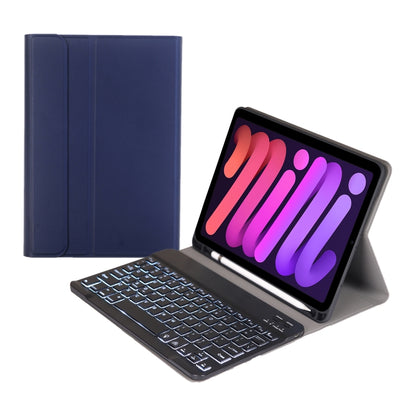 A06BS Ultra-thin Backlight Bluetooth Keyboard Leather Tablet Case with Holder & Pen Slot For iPad mini 6(Dark Blue) - For iPad mini by PMC Jewellery | Online Shopping South Africa | PMC Jewellery