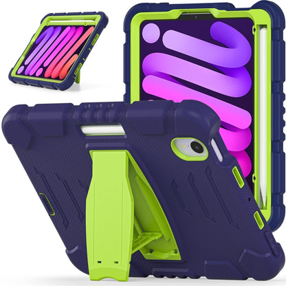 For iPad mini 6 3-Layer Protection Screen Frame + PC + Silicone Shockproof Combination Tablet Case with Holder(NavyBlue+Lime) - iPad mini 6 Cases by PMC Jewellery | Online Shopping South Africa | PMC Jewellery | Buy Now Pay Later Mobicred