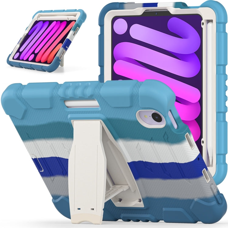 For iPad mini 6 3-Layer Protection Screen Frame + PC + Silicone Shockproof Combination Tablet Case with Holder(Colorful Blue) - iPad mini 6 Cases by PMC Jewellery | Online Shopping South Africa | PMC Jewellery | Buy Now Pay Later Mobicred