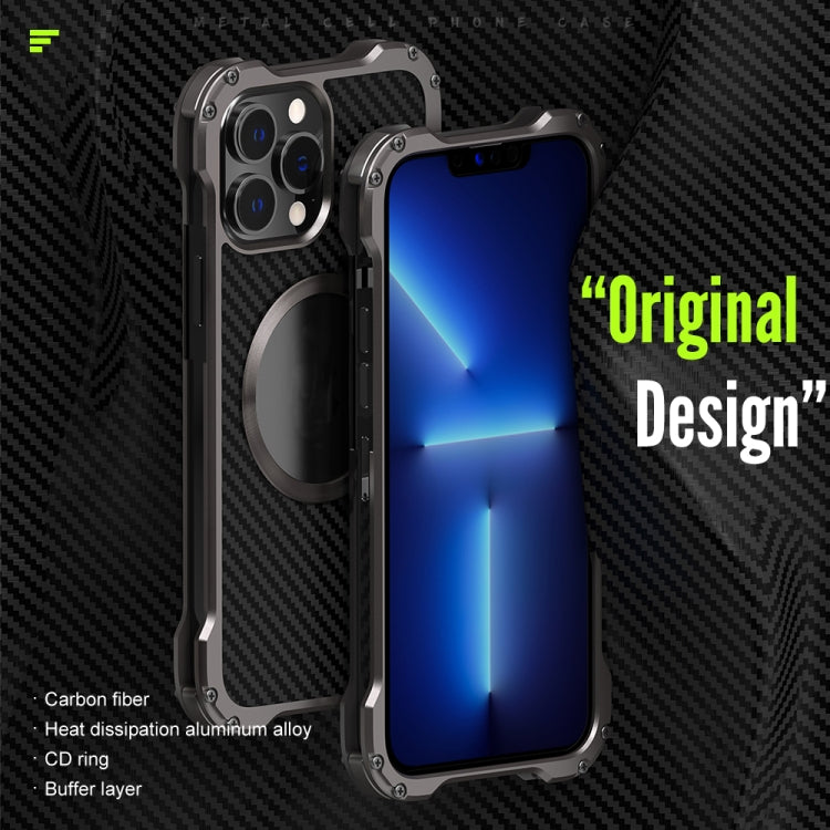 For iPhone 13 Pro R-JUST RJ51 Hollow Shockproof Metal Protective Case (Dark Grey) - iPhone 13 Pro Cases by R-JUST | Online Shopping South Africa | PMC Jewellery