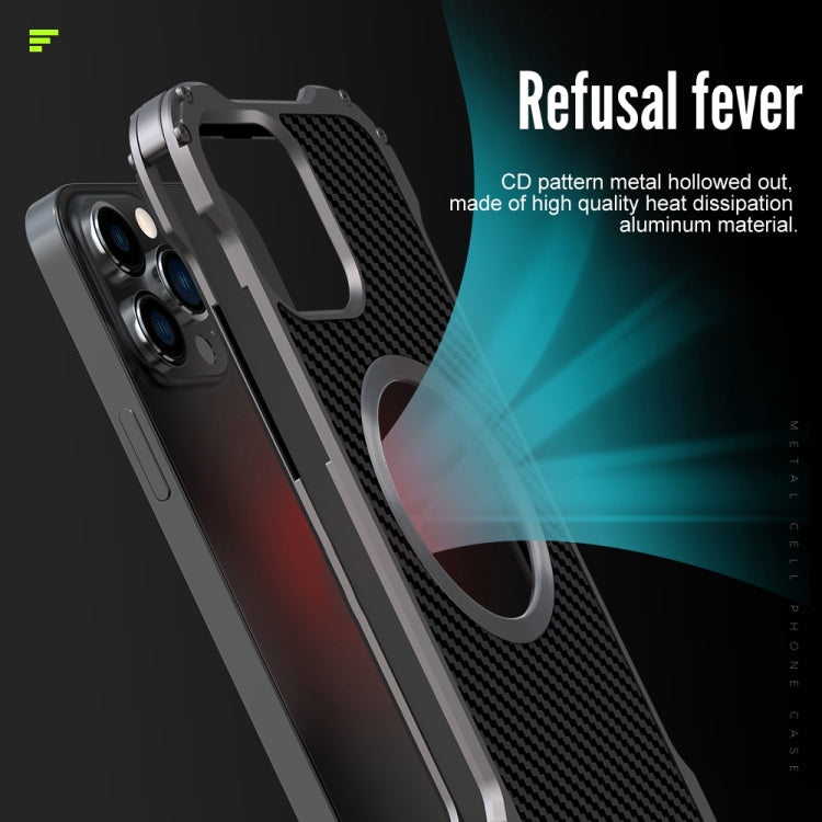 For iPhone 13 Pro R-JUST RJ51 Hollow Shockproof Metal Protective Case (Dark Grey) - iPhone 13 Pro Cases by R-JUST | Online Shopping South Africa | PMC Jewellery