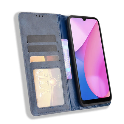 For Blackview Oscal C20 Magnetic Buckle Retro Crazy Horse Texture Horizontal Flip Leather Case with Holder & Card Slots & Photo Frame(Blue) - More Brand by PMC Jewellery | Online Shopping South Africa | PMC Jewellery | Buy Now Pay Later Mobicred