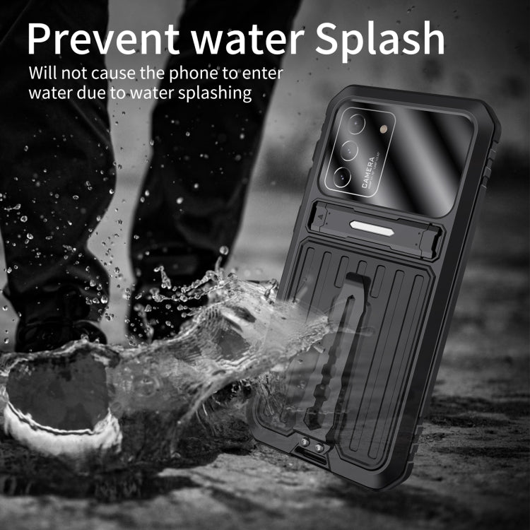 For Samsung Galaxy S21 Ultra 5G Armor Shockproof Splash-proof Dust-proof Phone Case with Holder(Black) - Galaxy S21 Ultra 5G Cases by PMC Jewellery | Online Shopping South Africa | PMC Jewellery