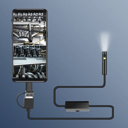 AN100 3 in 1 IP68 Waterproof USB-C / Type-C + Micro USB + USB Dual Cameras Industrial Digital Endoscope with 9 LEDs, Support Android System, Lens Diameter: 5.5mm, Length:3.5m Hard Cable -  by PMC Jewellery | Online Shopping South Africa | PMC Jewellery | Buy Now Pay Later Mobicred