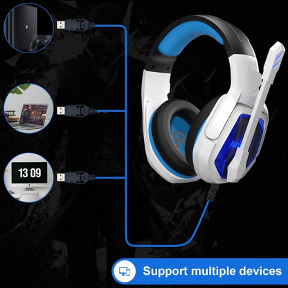 SADES MH901 7.1 Channel USB Adjustable Gaming Headset with Microphone(Blue White) - Multimedia Headset by SADES | Online Shopping South Africa | PMC Jewellery | Buy Now Pay Later Mobicred