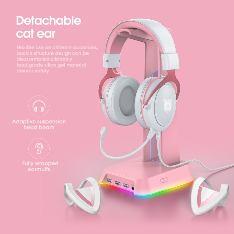 ONIKUMA X10 Car Ear LED Light Adjustable Gaming Headset with Microphone(White Pink) - Multimedia Headset by ONIKUMA | Online Shopping South Africa | PMC Jewellery | Buy Now Pay Later Mobicred