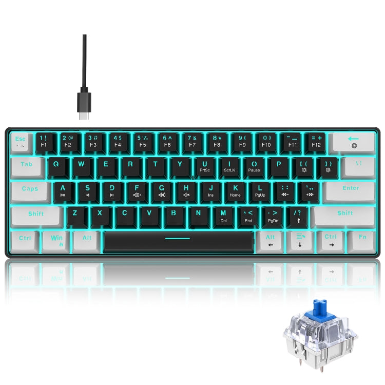 HXSJ V900 61 Keys Cool Lighting Effect Mechanical Wired Keyboard (Black White) - Wired Keyboard by HXSJ | Online Shopping South Africa | PMC Jewellery | Buy Now Pay Later Mobicred