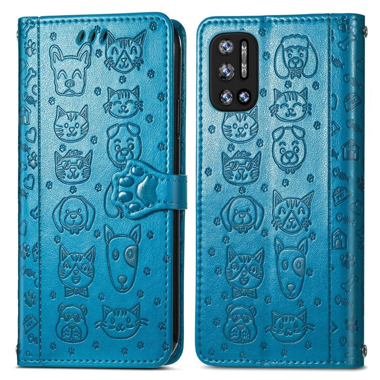 For Doogee N40 Pro Cat and Dog Embossed Horizontal Flip Phone Leather Case with Holder & Card Slot & Wallet & Lanyard(Blue) - More Brand by PMC Jewellery | Online Shopping South Africa | PMC Jewellery | Buy Now Pay Later Mobicred