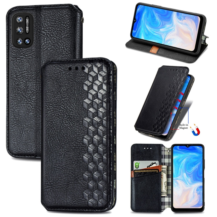 For Doogee N40 Pro Cubic Grid Pressed Horizontal Flip Magnetic Leather Case with Holder & Card Slots & Wallet(Black) - More Brand by PMC Jewellery | Online Shopping South Africa | PMC Jewellery | Buy Now Pay Later Mobicred