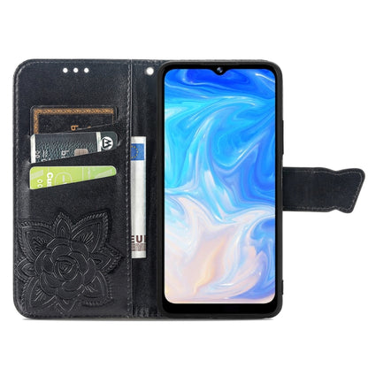 For DOOGEE N40 Pro Butterfly Love Flowers Embossed Horizontal Flip Leather Case with Holder & Card Slots & Wallet & Lanyard(Black) - More Brand by PMC Jewellery | Online Shopping South Africa | PMC Jewellery | Buy Now Pay Later Mobicred