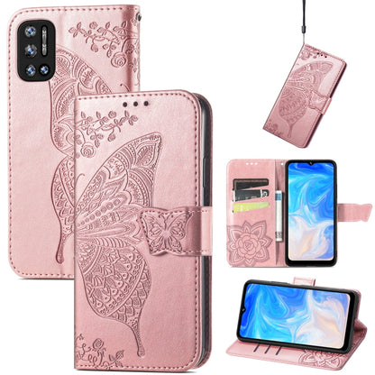 For DOOGEE N40 Pro Butterfly Love Flowers Embossed Horizontal Flip Leather Case with Holder & Card Slots & Wallet & Lanyard(Rose Gold) - More Brand by PMC Jewellery | Online Shopping South Africa | PMC Jewellery | Buy Now Pay Later Mobicred