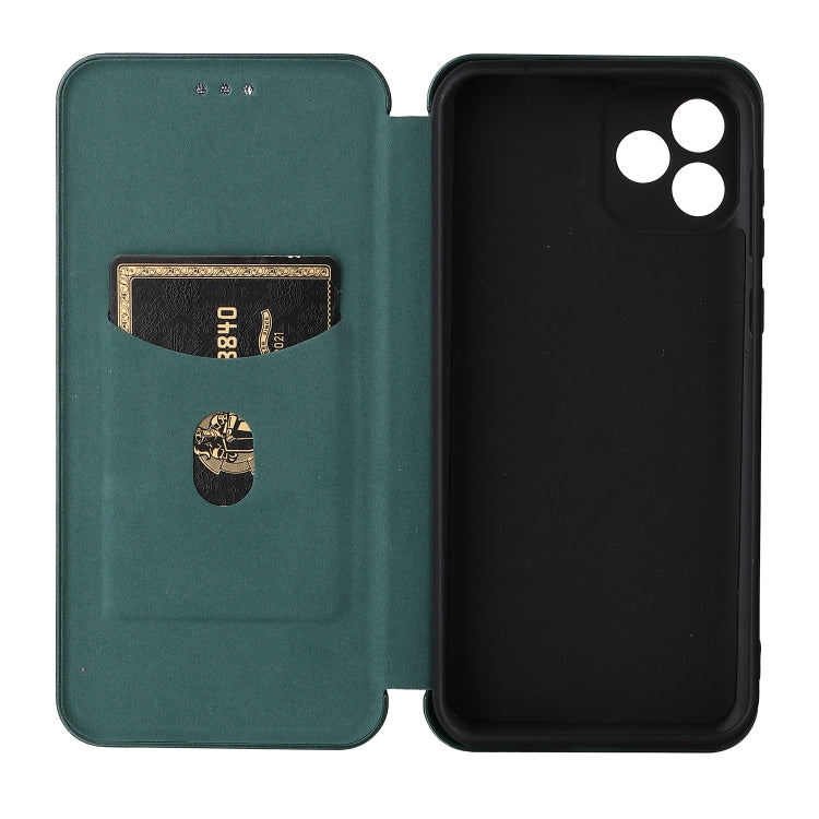 For Blackview Oscal C20 Carbon Fiber Texture Horizontal Flip Leather Phone Case with Card Slot(Green) - More Brand by PMC Jewellery | Online Shopping South Africa | PMC Jewellery | Buy Now Pay Later Mobicred