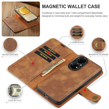 For Huawei P50 Pro DG.MING Crazy Horse Texture Flip Detachable Magnetic Leather Case with Holder & Card Slots & Wallet(Brown) - Huawei Cases by DG.MING | Online Shopping South Africa | PMC Jewellery