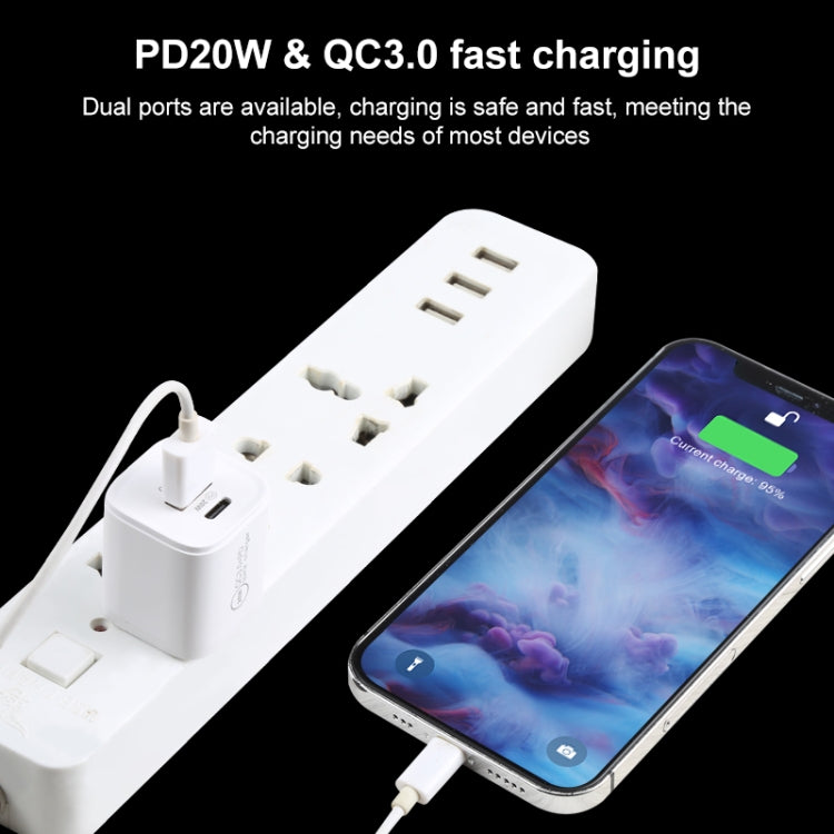 20WACB 20W QC3.0 + PD Quick Charger, Plug Specification:EU Plug(White) - USB Charger by PMC Jewellery | Online Shopping South Africa | PMC Jewellery | Buy Now Pay Later Mobicred