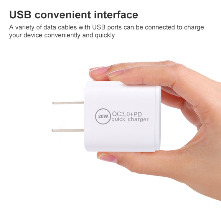 20WACB 20W QC3.0 + PD Quick Charger, Plug Specification:US Plug(White) - USB Charger by PMC Jewellery | Online Shopping South Africa | PMC Jewellery | Buy Now Pay Later Mobicred