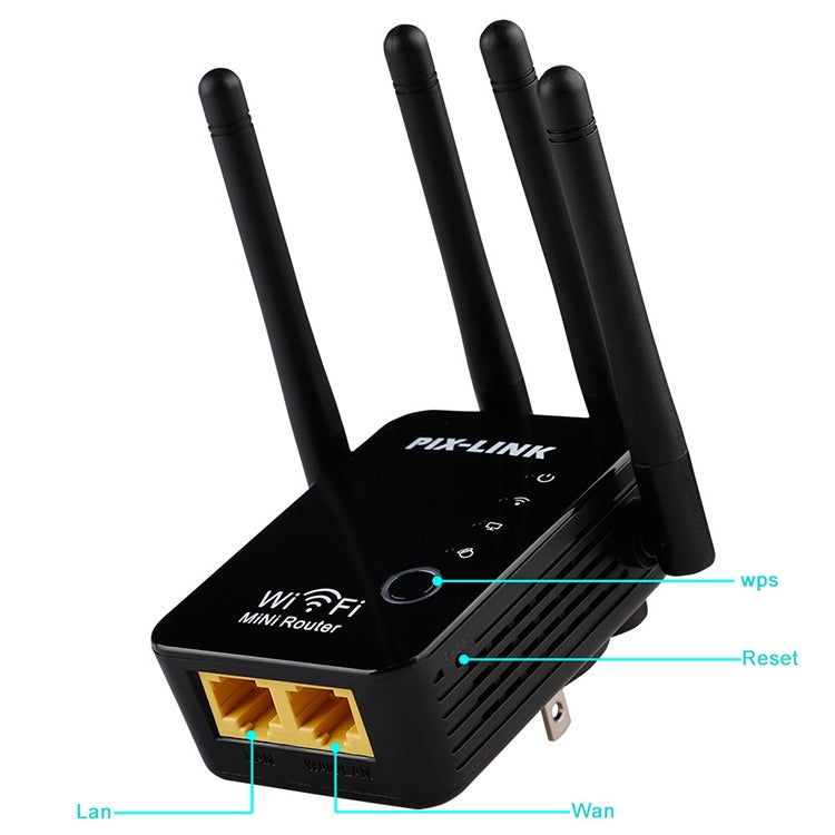 Wireless Smart WiFi Router Repeater with 4 WiFi Antennas, Plug Specification:UK Plug(Black) - Wireless Routers by PMC Jewellery | Online Shopping South Africa | PMC Jewellery | Buy Now Pay Later Mobicred