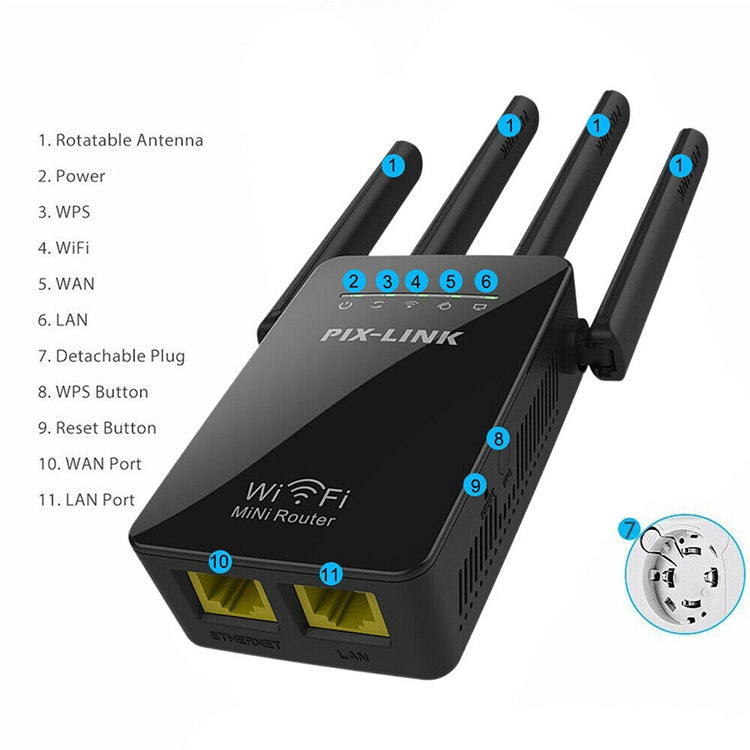 Wireless Smart WiFi Router Repeater with 4 WiFi Antennas, Plug Specification:US Plug(White) - Wireless Routers by PMC Jewellery | Online Shopping South Africa | PMC Jewellery | Buy Now Pay Later Mobicred