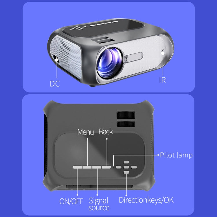 T7 1920x1080P 200 ANSI Portable Home Theater LED HD Digital Projector, Basic Version, EU Plug(Black) - LED Projector by PMC Jewellery | Online Shopping South Africa | PMC Jewellery | Buy Now Pay Later Mobicred