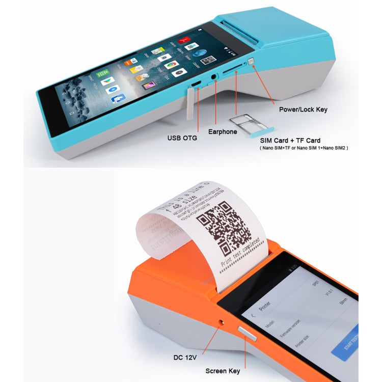 SGT-SP01 5.5 inch HD Screen Handheld POS Receipt Printer, Basic Version, AU Plug(Orange) - Printer by PMC Jewellery | Online Shopping South Africa | PMC Jewellery | Buy Now Pay Later Mobicred