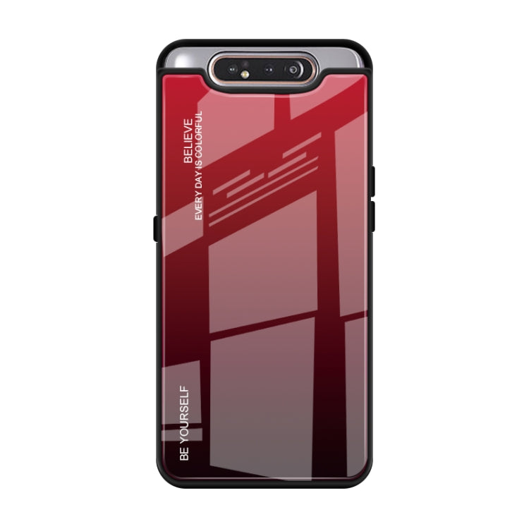 For Galaxy A80 Gradient Color Glass Case(Red) - Galaxy Phone Cases by PMC Jewellery | Online Shopping South Africa | PMC Jewellery