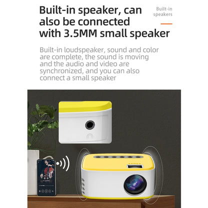 T20 320x240 400 Lumens Portable Home Theater LED HD Digital Projector, Same Screen Version, EU Plug(White Yellow) - LED Projector by PMC Jewellery | Online Shopping South Africa | PMC Jewellery | Buy Now Pay Later Mobicred