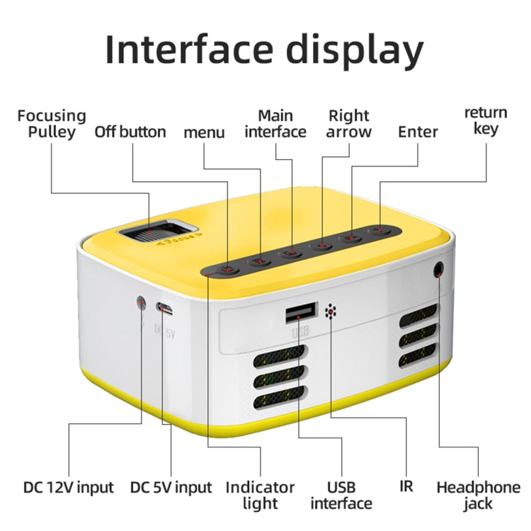 T20 320x240 400 Lumens Portable Home Theater LED HD Digital Projector, Same Screen Version, EU Plug(Black White) - LED Projector by PMC Jewellery | Online Shopping South Africa | PMC Jewellery | Buy Now Pay Later Mobicred