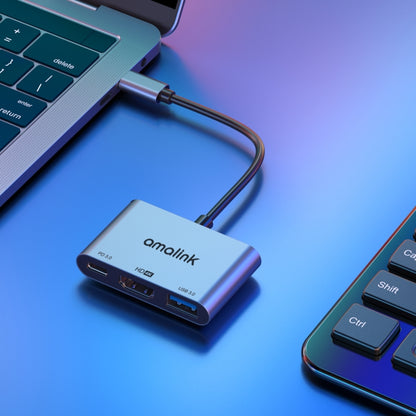 amalink 9175D Type-C / USB-C to HDMI + USB 3.0 + PD HUB Adapter(Grey) - USB HUB by amalink | Online Shopping South Africa | PMC Jewellery | Buy Now Pay Later Mobicred