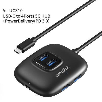 amalink UC310 Type-C / USB-C to 4 Ports USB Multi-function HUB(Black) - USB HUB by amalink | Online Shopping South Africa | PMC Jewellery | Buy Now Pay Later Mobicred