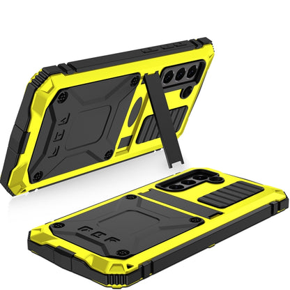 For Samsung Galaxy S21 FE R-JUST Rugged Phone Case with Holder(Yellow) - Galaxy Phone Cases by R-JUST | Online Shopping South Africa | PMC Jewellery