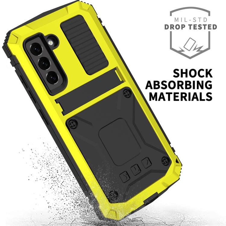For Samsung Galaxy S21 FE R-JUST Rugged Phone Case with Holder(Yellow) - Galaxy Phone Cases by R-JUST | Online Shopping South Africa | PMC Jewellery