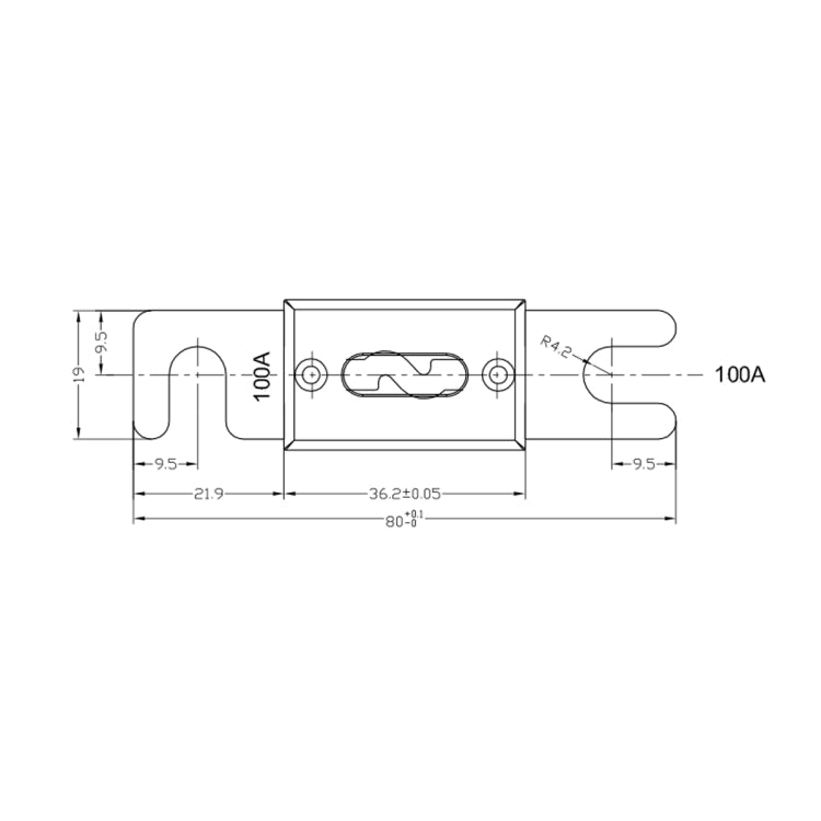 A6801 5 PCS 100A Gold-plated Large Forkbolt Car ANL Fuse - Fuse by PMC Jewellery | Online Shopping South Africa | PMC Jewellery | Buy Now Pay Later Mobicred