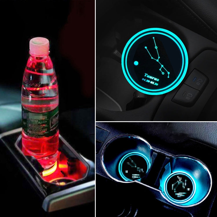 2 PCS Car Constellation Series AcrylicColorful USB Charger Water Cup Groove LED Atmosphere Light(Taurus) - Car Drink Holders by PMC Jewellery | Online Shopping South Africa | PMC Jewellery | Buy Now Pay Later Mobicred