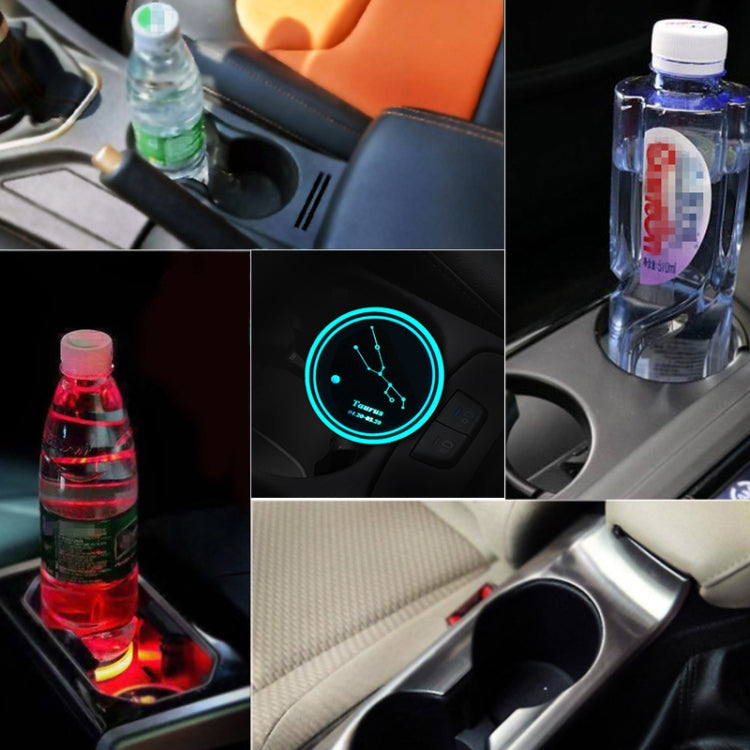 2 PCS Car Constellation Series AcrylicColorful USB Charger Water Cup Groove LED Atmosphere Light(Taurus) - Car Drink Holders by PMC Jewellery | Online Shopping South Africa | PMC Jewellery | Buy Now Pay Later Mobicred