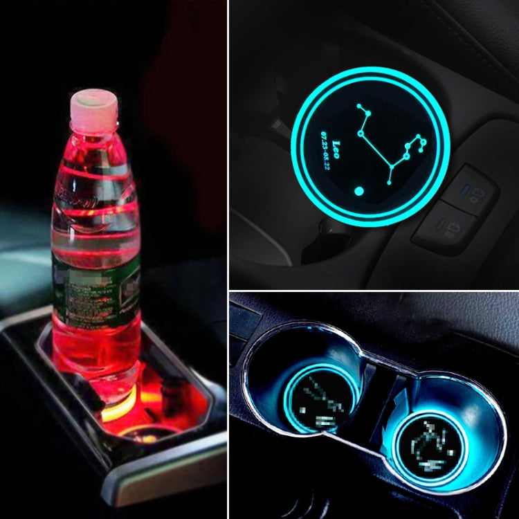 2 PCS Car Constellation Series AcrylicColorful USB Charger Water Cup Groove LED Atmosphere Light(Leo) - Car Drink Holders by PMC Jewellery | Online Shopping South Africa | PMC Jewellery | Buy Now Pay Later Mobicred