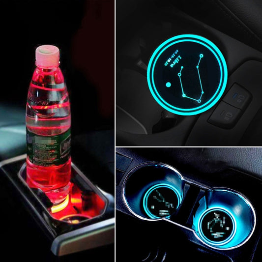 2 PCS Car Constellation Series AcrylicColorful USB Charger Water Cup Groove LED Atmosphere Light(Libra) - Car Drink Holders by PMC Jewellery | Online Shopping South Africa | PMC Jewellery | Buy Now Pay Later Mobicred