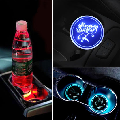 Car AcrylicColorful USB Charger Water Cup Groove LED Atmosphere Light(English Deer) - Car Drink Holders by PMC Jewellery | Online Shopping South Africa | PMC Jewellery | Buy Now Pay Later Mobicred