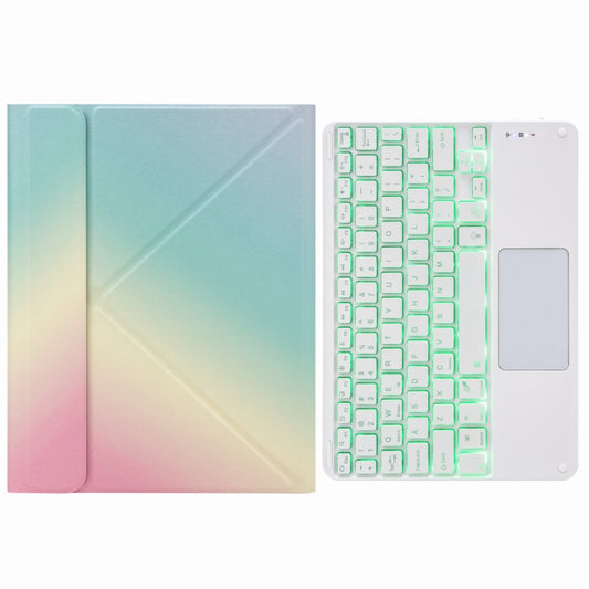 H-097CS Touch Backlight Bluetooth Keyboard Leather Case with Rear Three-fold Holder For iPad 9.7 2018 & 2017(Rainbow) - Universal by PMC Jewellery | Online Shopping South Africa | PMC Jewellery