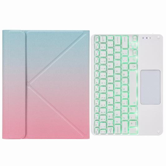 H-097CS Touch Backlight Bluetooth Keyboard Leather Case with Rear Three-fold Holder For iPad 9.7 2018 & 2017(Pink Blue) - Universal by PMC Jewellery | Online Shopping South Africa | PMC Jewellery