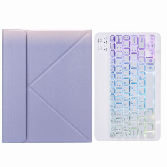 H-109S3 Tri-color Backlight Bluetooth Keyboard Leather Case with Rear Three-fold Holder For iPad Pro 11 inch 2021 & 2020 & 2018 / Air 2020 10.9(Purple) - Universal by PMC Jewellery | Online Shopping South Africa | PMC Jewellery