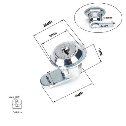 A2922-01 2pcs 15mm Cylinder Drawer & Cabinet Lock Cam Locks - Locks & Hasps by PMC Jewellery | Online Shopping South Africa | PMC Jewellery | Buy Now Pay Later Mobicred