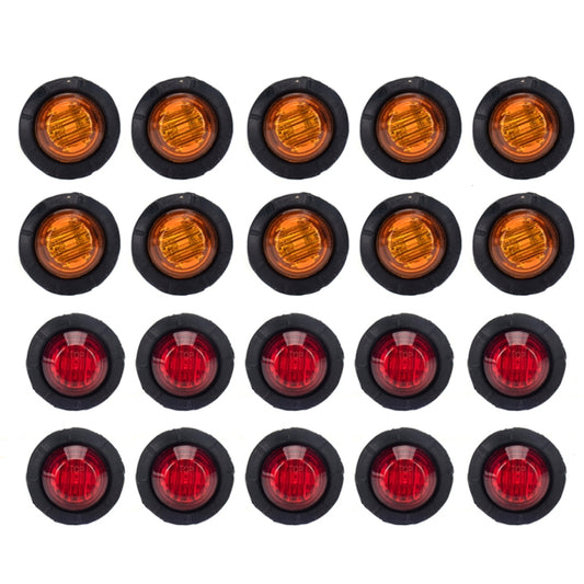 A5014 20 in 1 Red + Amber Light Truck Trailer LED Round Side Marker Lamp - Warning Lights by PMC Jewellery | Online Shopping South Africa | PMC Jewellery | Buy Now Pay Later Mobicred