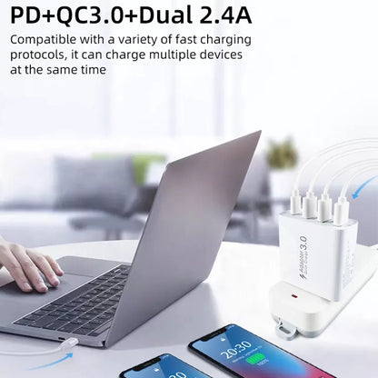 A3 PD 18W USB-C / Type-C + QC3.0 USB + Dual USB Interface Travel Charger - USB Charger by PMC Jewellery | Online Shopping South Africa | PMC Jewellery | Buy Now Pay Later Mobicred