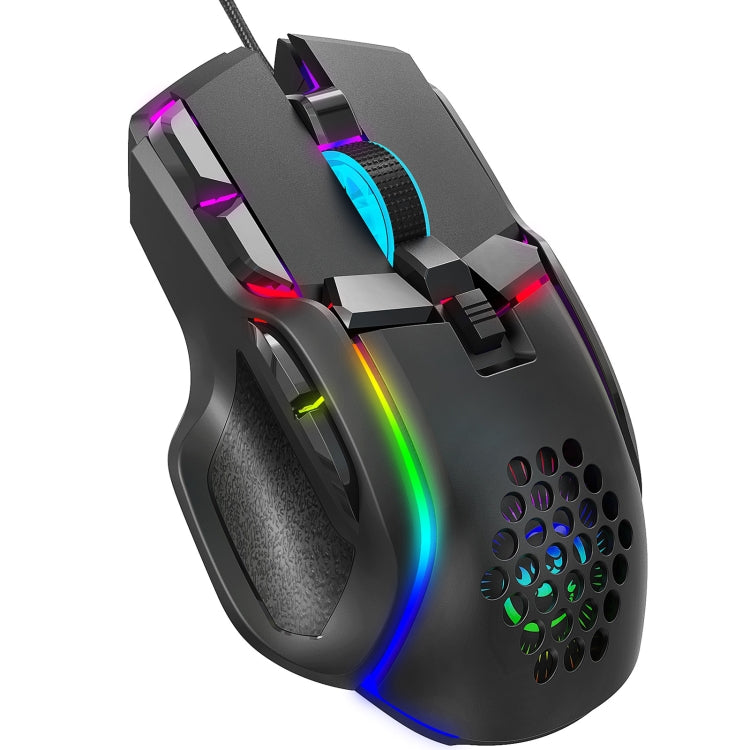 HXSJ S700 USB 12800dpi Adjustable 10-Keys Mechanical Wired Gaming Mouse(Black) - Wired Mice by HXSJ | Online Shopping South Africa | PMC Jewellery | Buy Now Pay Later Mobicred