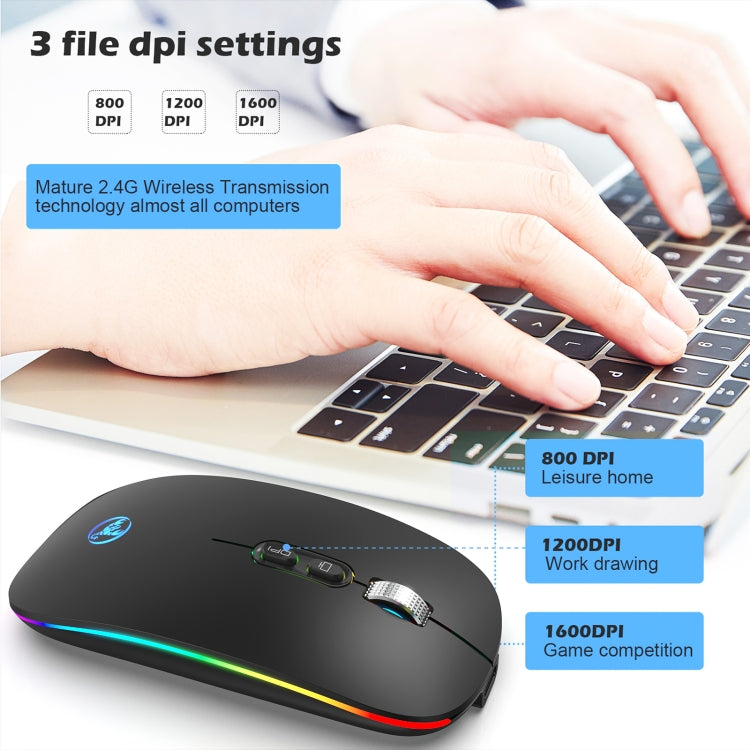 HXSJ M103FG 1600dpi Adjustable 2.4G + Bluetooth RGB Light Wireless Mouse(Black) - Wireless Mice by HXSJ | Online Shopping South Africa | PMC Jewellery | Buy Now Pay Later Mobicred