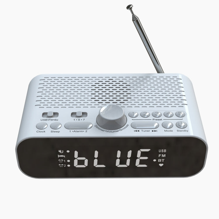 BT-A5 LED Display Bedside FM Clock Radio with Bluetooth Speaker (White) - Radio Player by PMC Jewellery | Online Shopping South Africa | PMC Jewellery | Buy Now Pay Later Mobicred