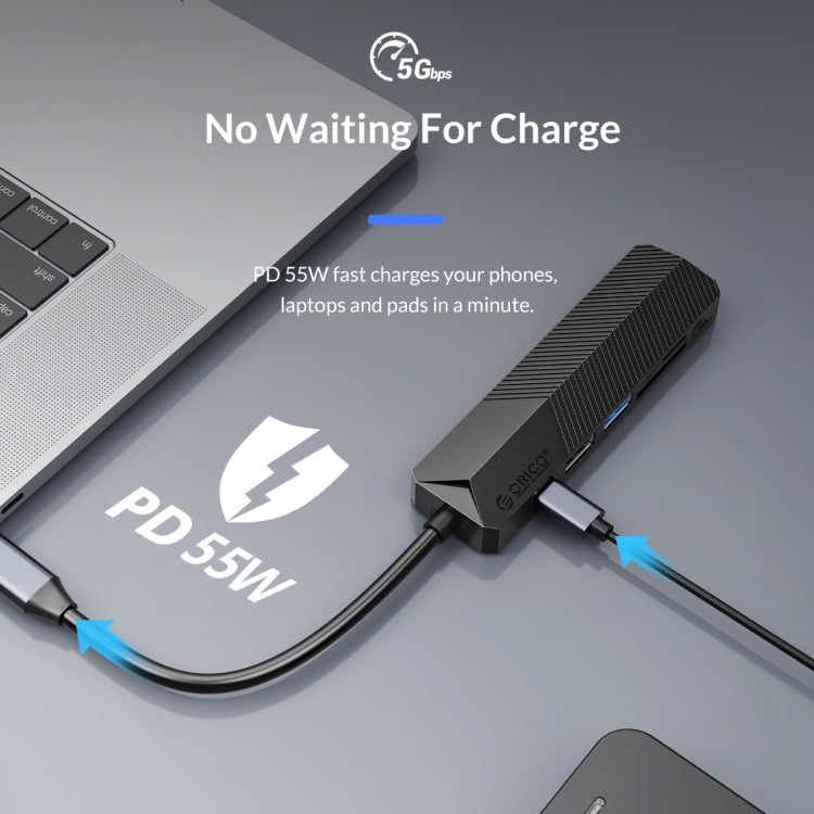 ORICO MDK-6P-GY-BP 6 In 1 Type-C / USB-C Multifunctional Docking Station(Grey) - USB HUB by ORICO | Online Shopping South Africa | PMC Jewellery | Buy Now Pay Later Mobicred